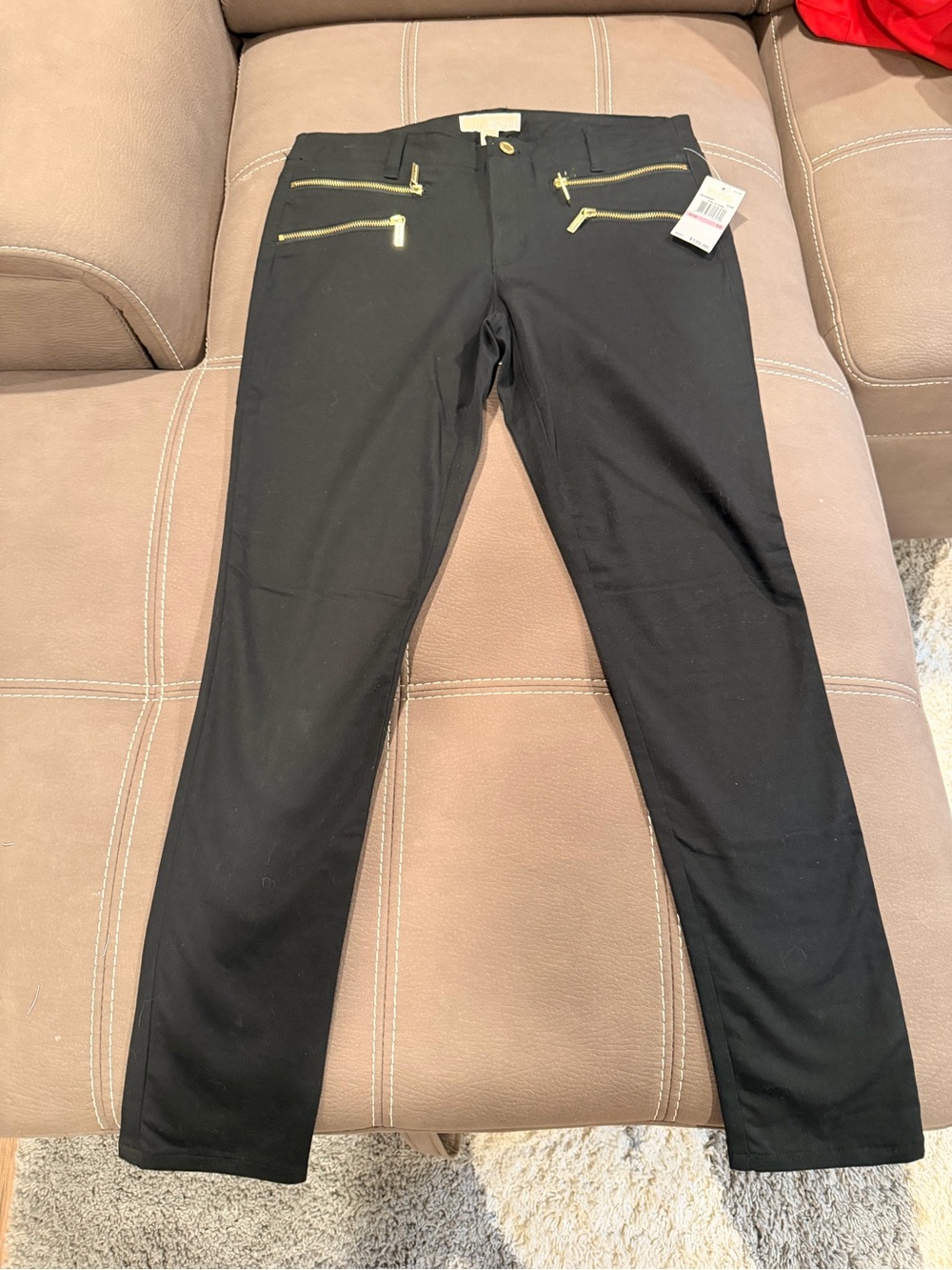 Michael Kors Black Pants with Gold Zippers